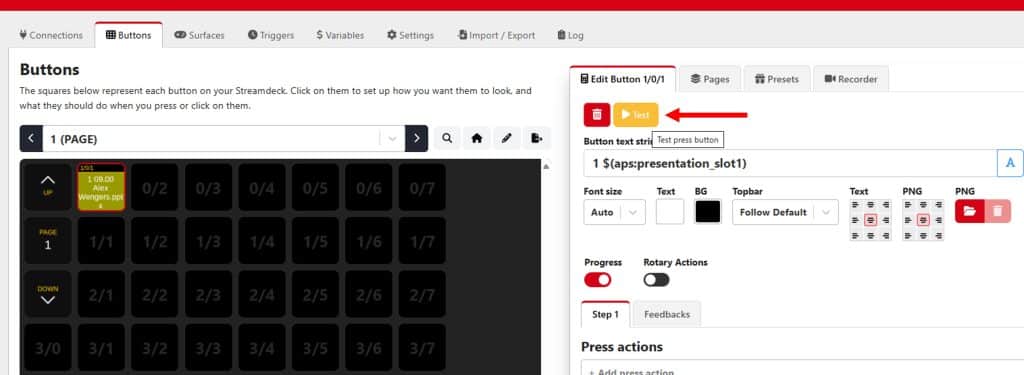APS and Bitfocus Companion: Test Companion commands with APS