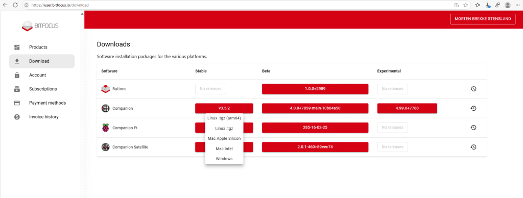 APS and Bitfocus Companion: Download and install Bitfocus Companion