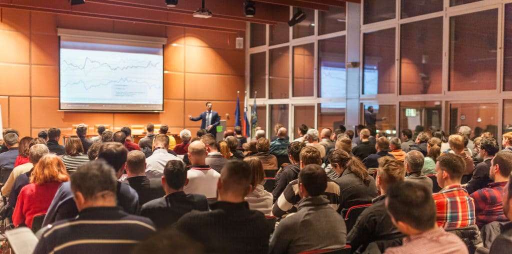 Presentation shown on screens at a live event