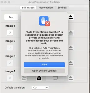 macOS Screen Recording permission for APS