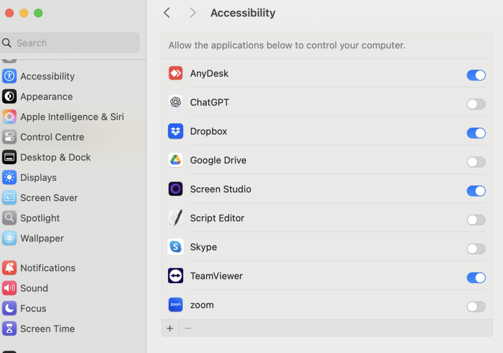 macOS Accessibility permissions for APS
