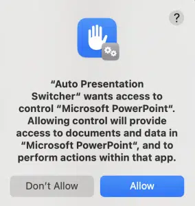 macOS Automation permission popup for APS and PowerPoint