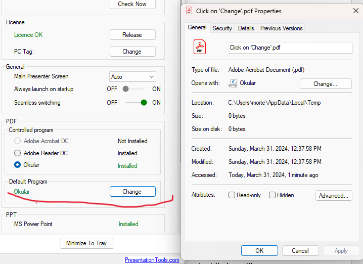 APS default PDF program