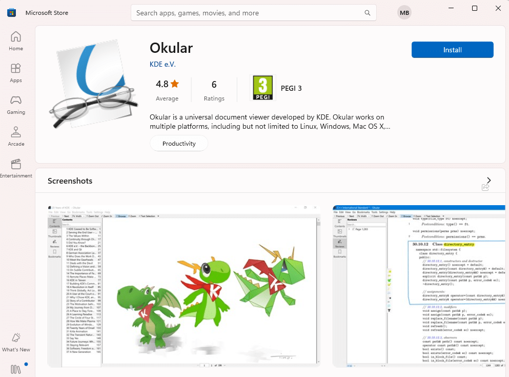 Download Okular from Microsoft store